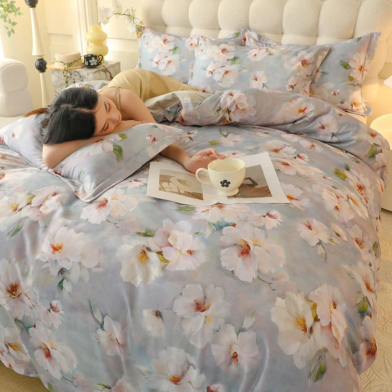 Juego de cuatro piezas de algodón puro 2024, ropa de cama de cuatro piezas, adecuado para uso doméstico, nuevo estilo de lujo, 100%