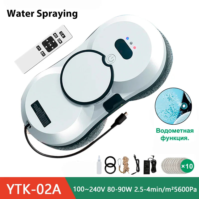 DIVEDEER Robot de limpieza inteligente para el hogar con función automática de pulverización de agua, máquina de limpieza de vidrio magnética anticaída