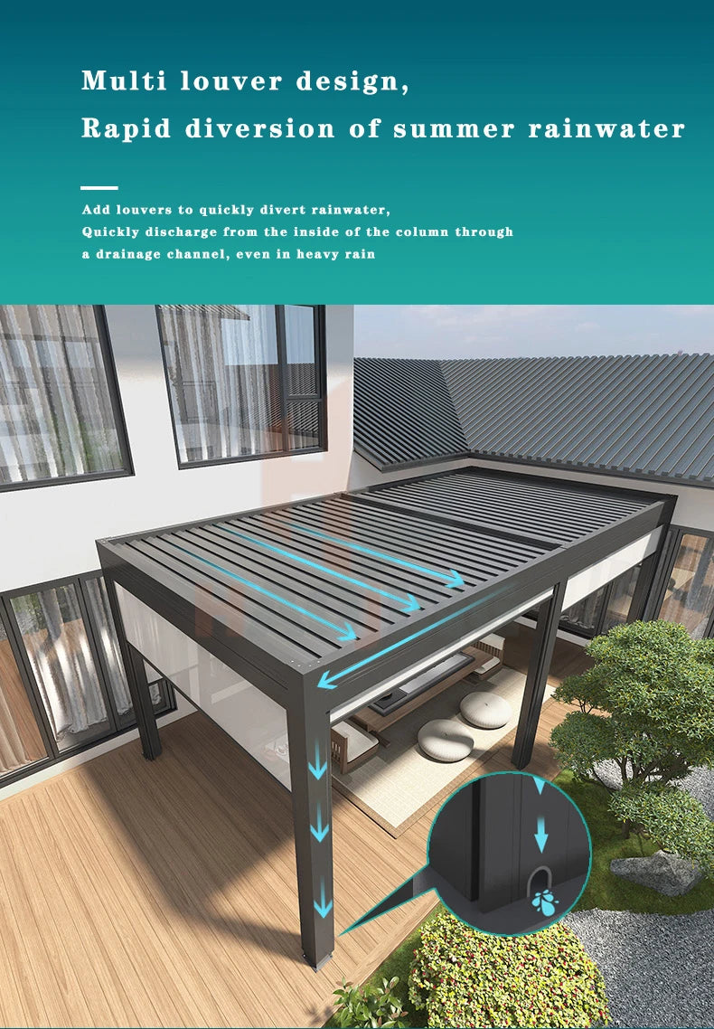Muebles de jardín para exterior Gazebo da esterno Pavillion de aluminio 3x4 4x4 6x3 blanco Villa balcón Pérgola con persianas de metal personalizada