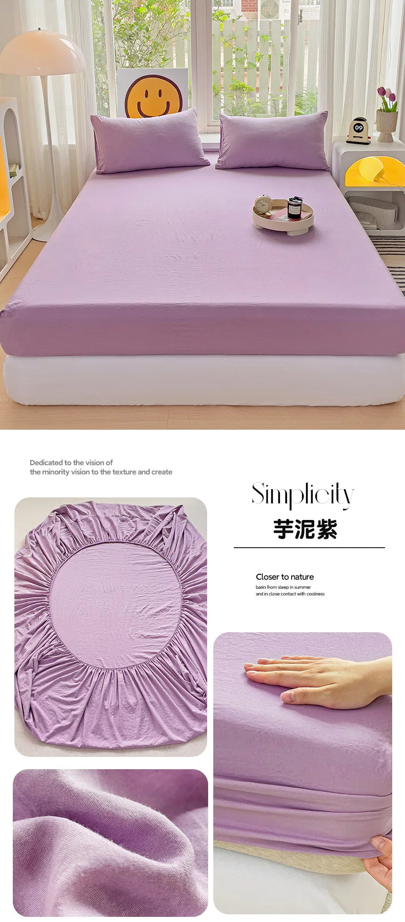 Sábana bajera de algodón lavada con bandas elásticas, funda de colchón ajustable antideslizante para cama doble King Queen 90x200 150x200 180