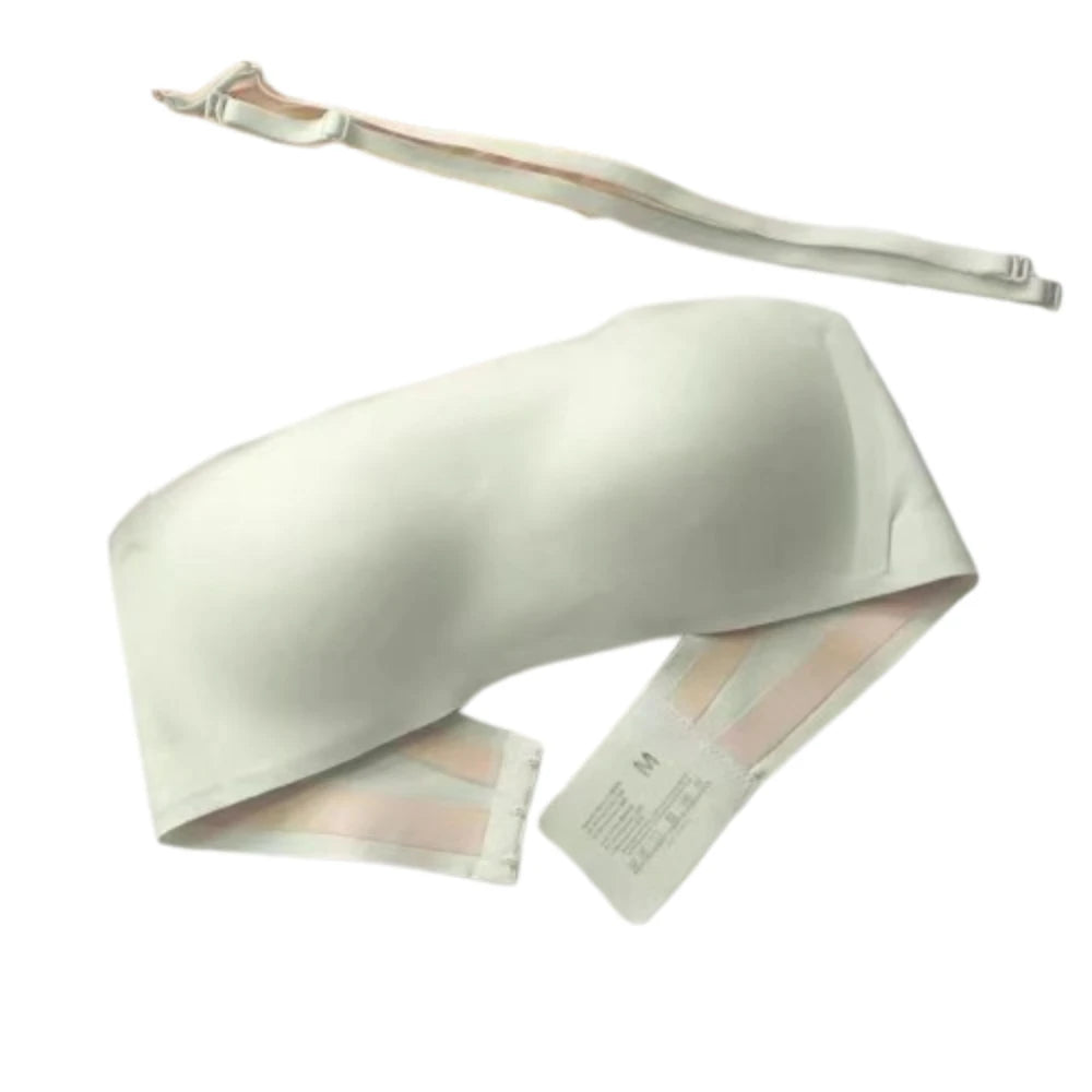 Sujetador envuelto sin tirantes de Color sólido, ropa interior Invisible antideslizante para mujer, lencería femenina fina para boda