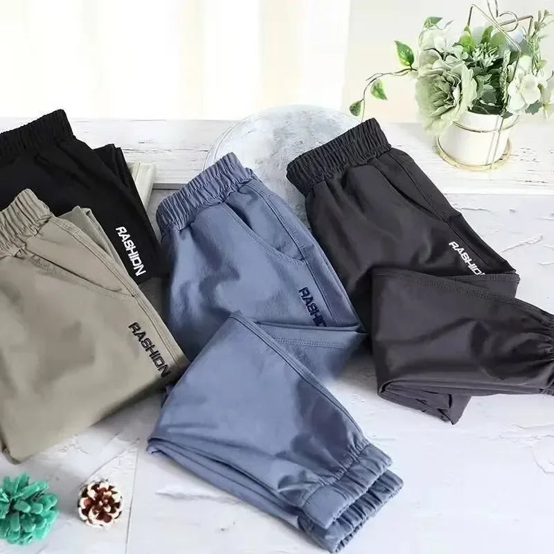Primavera otoño estilo secado rápido deportes verano niños ropa niños pantalones casuales finos transpirables mediados grandes niños