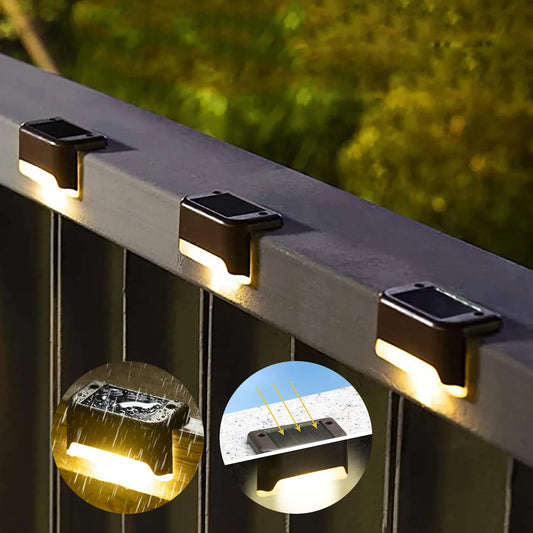 1/4/8/12/Uds luces LED solares luz de jardÃƒÂ­n al aire libre lÃƒÂ¡mpara de cubierta luz Solar de escaleras lÃƒÂ¡mpara de paso Solar impermeable decoraciÃƒÂ³n de jardÃƒÂ­n y Patio