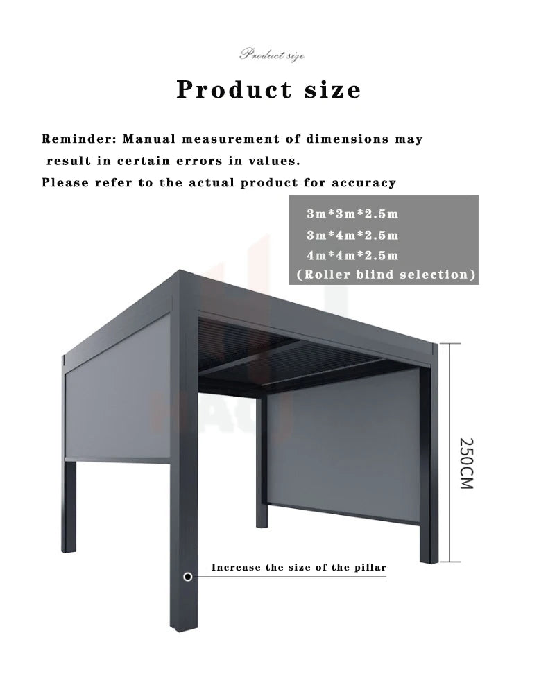 Muebles de jardín para exterior Gazebo da esterno Pavillion de aluminio 3x4 4x4 6x3 blanco Villa balcón Pérgola con persianas de metal personalizada