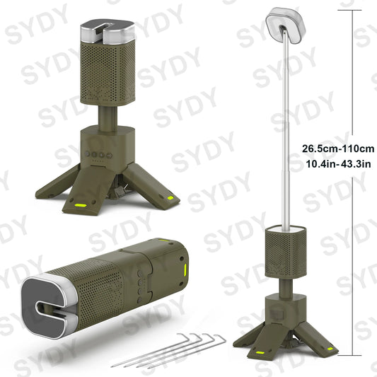 Linterna de Camping de 14000mAh, iluminación telescópica recargable, soporte magnético con altavoz, linterna LED portátil impermeable para exteriores