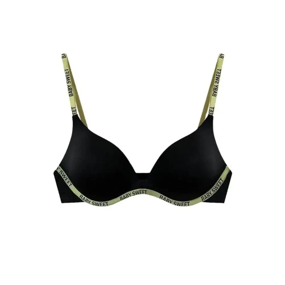 Sujetador inalámbrico con letras ultrafinas a la moda, correa ajustable, Copa 3/4, sujetador sin costuras con escote en V profundo, sujetador de realce antideslizante de estilo coreano para playa