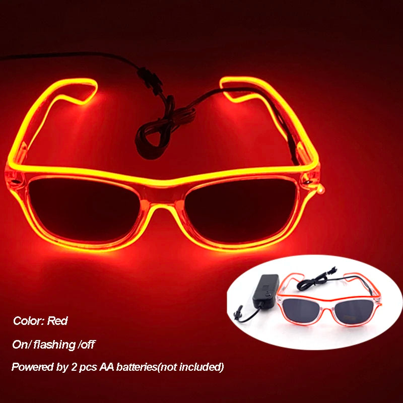 Gafas luminosas coloridas con luz LED, lentes de neón brillantes, parpadeantes para fiesta, club nocturno, DJ, decoración de fiesta de baile