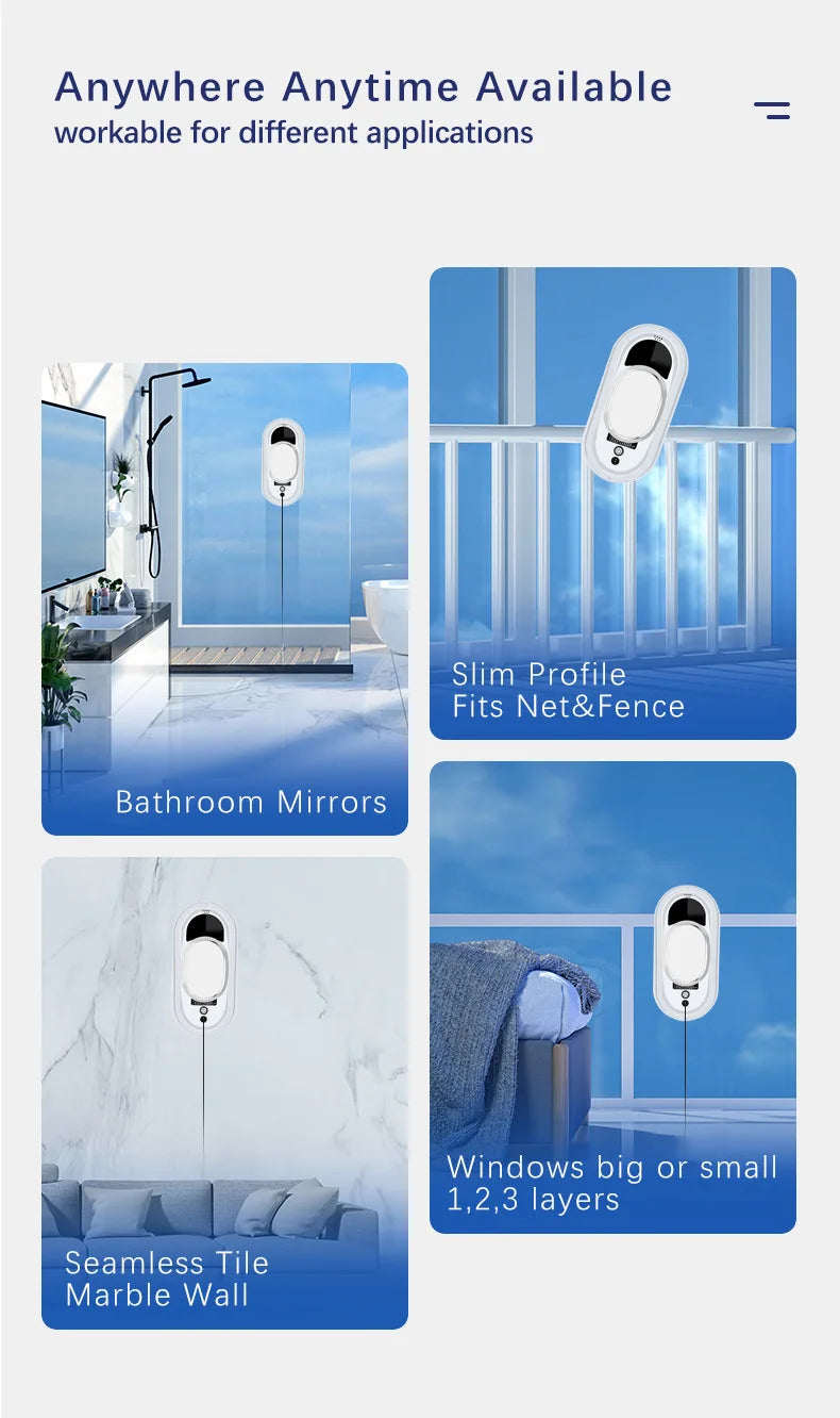 Robot aspirador inteligente para limpieza de ventanas, limpiador de ventanas eléctrico, Limpiacristales, Control remoto para el hogar