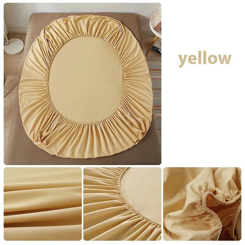 Sábana bajera 100% de algodón con banda elástica, funda de colchón ajustable antideslizante de Color sólido para camas individuales, dobles, King y Queen