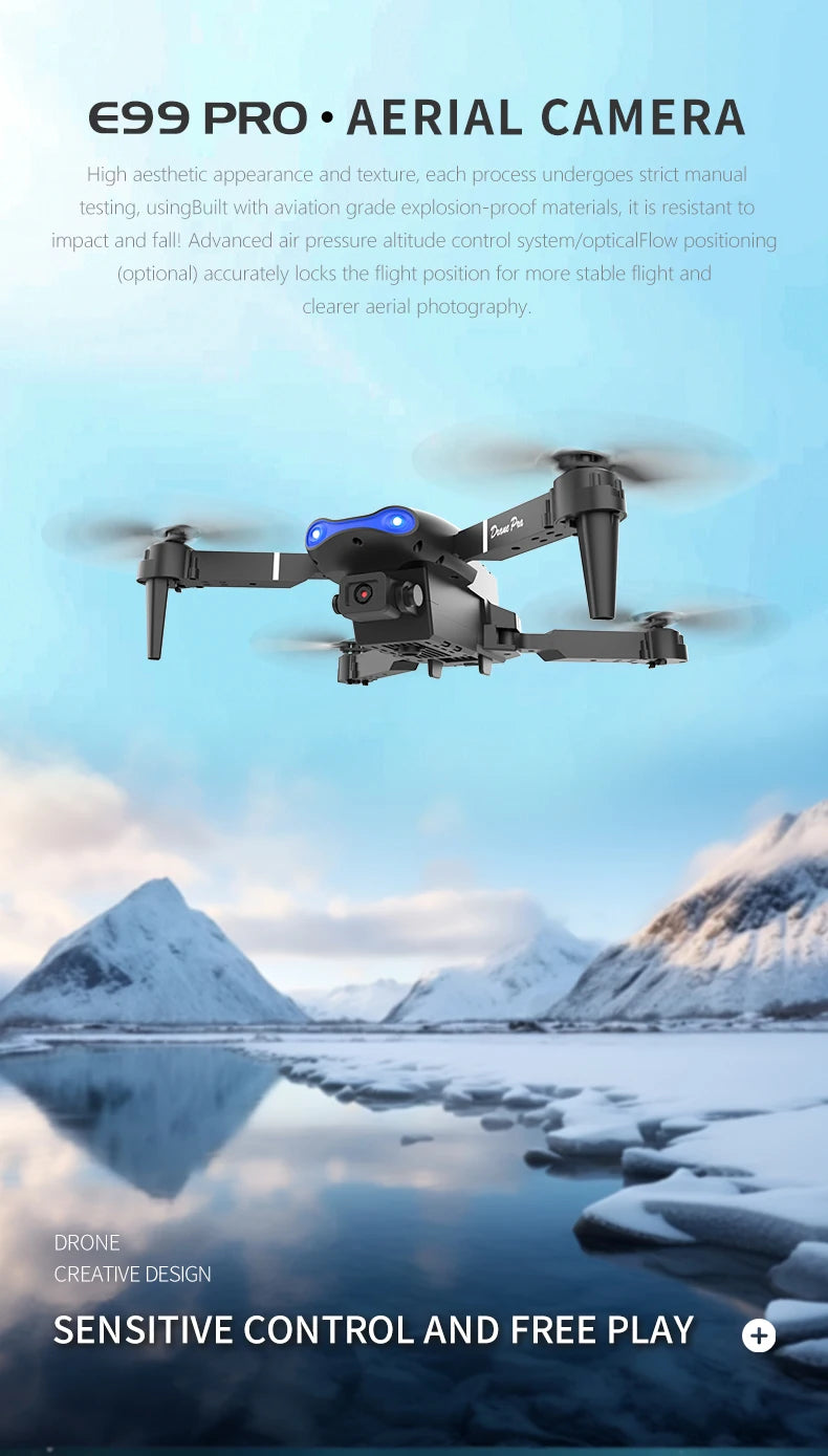Nuevo Dron E99Pro RC 4K profesional con cÃ¡mara HD gran angular de 1080P helicÃ³ptero plegable WIFI FPV altura mantener juguete de regalo