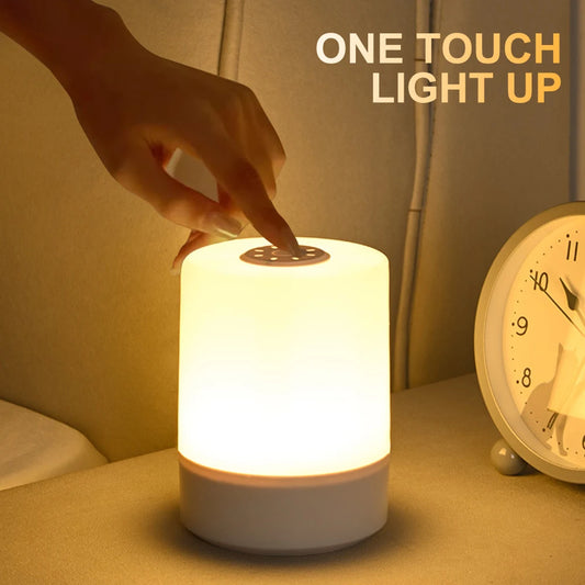 Lámpara de noche táctil, 3 modos de atenuación, lámpara de noche para dormitorio, carga USB, luz nocturna, luz ambiental, lámpara de mesa de luz suave para regalo de niños