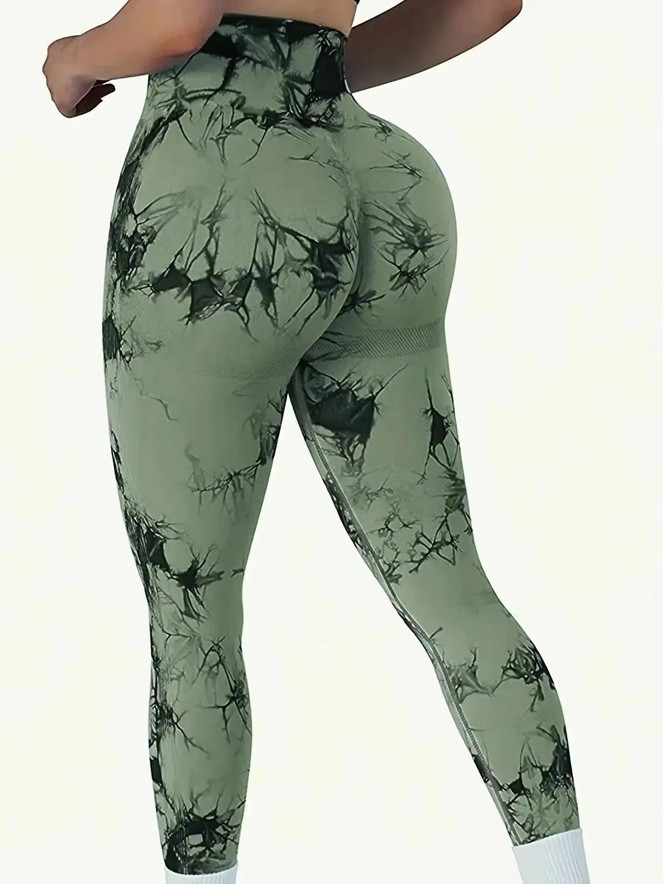 Leggings sin costuras Tie Dye para mujer, pantalones de Yoga de cintura alta, mallas elásticas de levantamiento de glúteos, mallas deportivas de cintura ancha