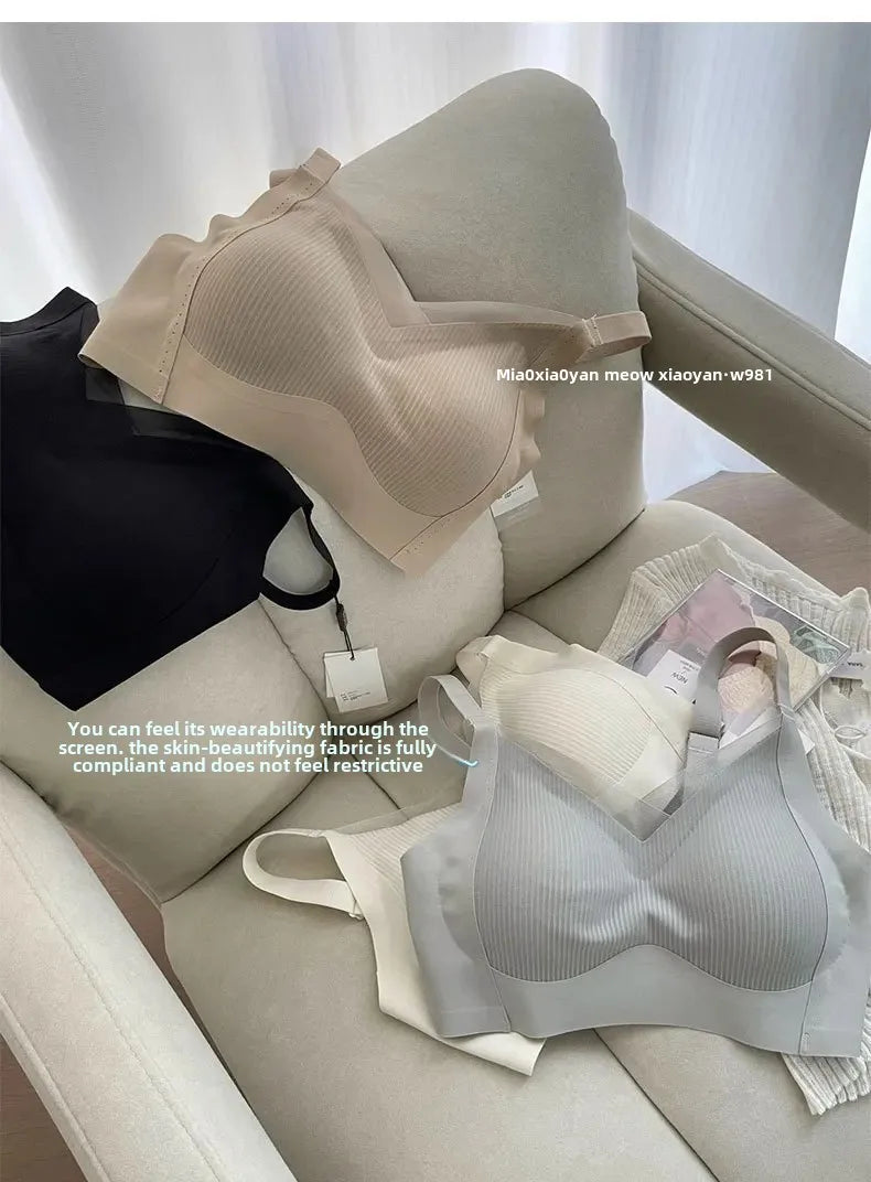 Sujetadores suaves y cómodos para mujer, ropa interior de nailon de apoyo ajustada al aire, sujetador elástico lateral con retroceso cero, ropa interior para mujer