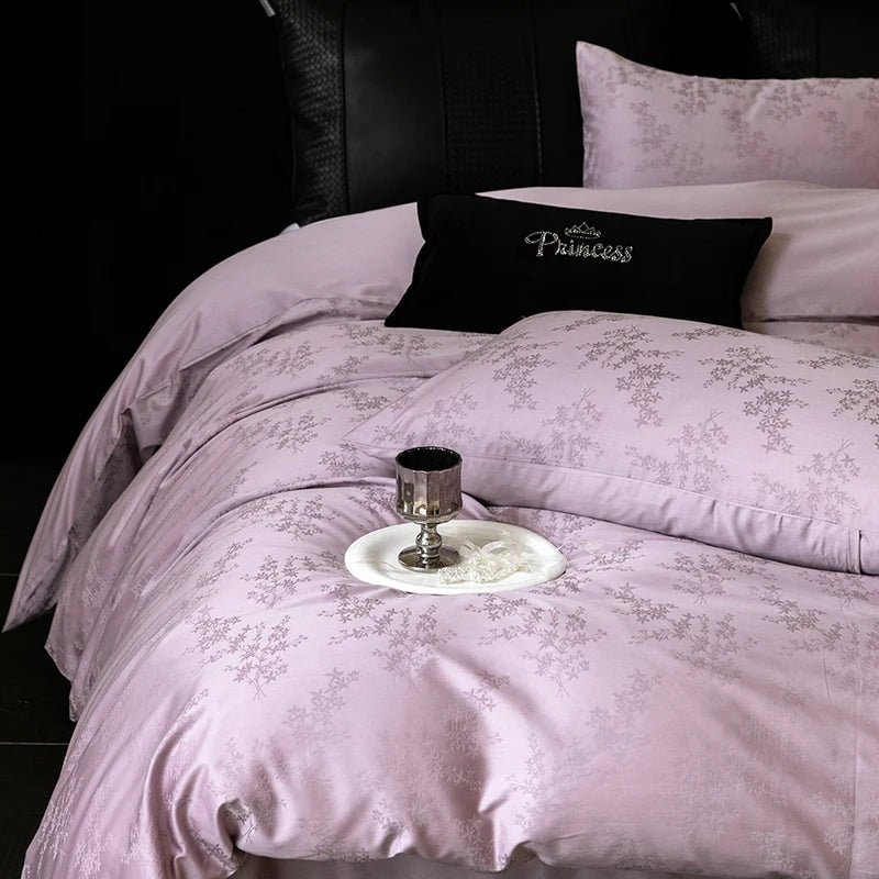 Nuevos juegos de cama de lujo 2025 100% algodón: fibra larga, alta densidad, jacquard satinado, cama de 1,5 m/1,8 m