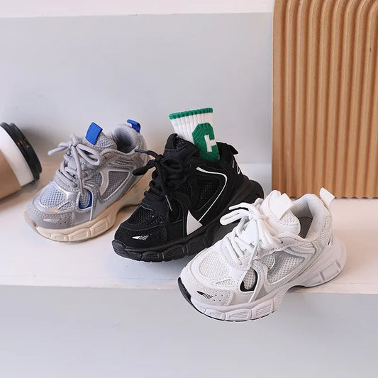 Zapatillas de correr informales para niños con suelas gruesas, zapatos deportivos versátiles a la moda para niños y niñas, zapatillas transpirables de malla para niños 2024