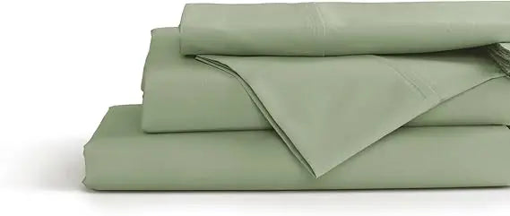 Sábanas de percal 100% algodón tamaño Queen, crema, bolsillo profundo, juego de 4 piezas: 1 sábana bajera plana, 1 bolsillo profundo y 2 fundas de almohada,