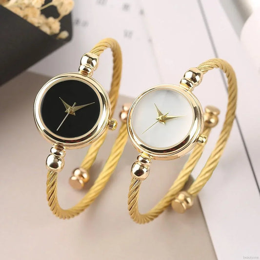 Relojes de pulsera pequeños simples para mujer, reloj de pulsera de cuarzo Retro de acero inoxidable para mujer, moda informal para mujer