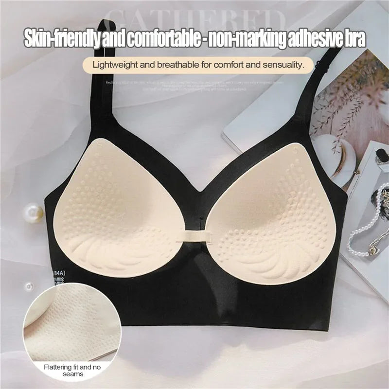 Sujetador Invisible de realce con espalda descubierta para mujer, sujetadores sexys de corte bajo, ropa interior de boda con espalda abierta, lencería sin costuras 2024