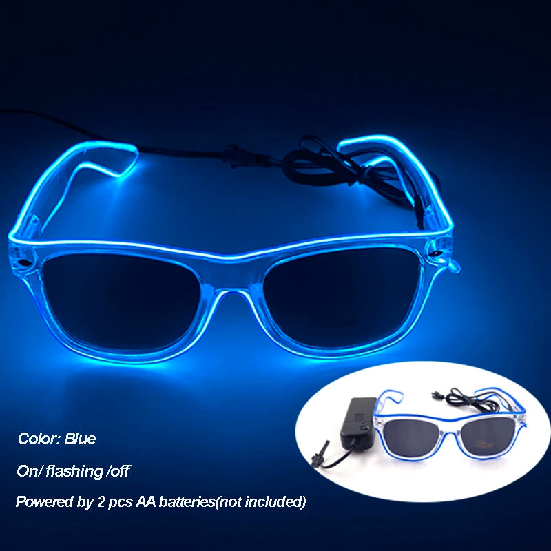 Gafas luminosas coloridas con luz LED, lentes de neón brillantes, parpadeantes para fiesta, club nocturno, DJ, decoración de fiesta de baile