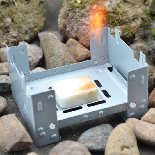 Estufa de Camping portátil de combustible y Alcohol sólido, quemador plegable ultraligero, equipo de cocina al aire libre a prueba de viento para senderismo y mochilero
