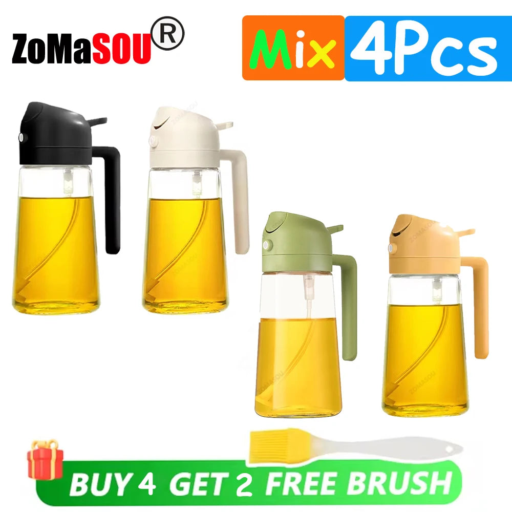 Dispensador de aceite 2 en 1, pulverizador, botella de aceite vertedor, contenedor de aceite de plástico, vaporizador para cocina, ensalada, barbacoa, cocina de acampada