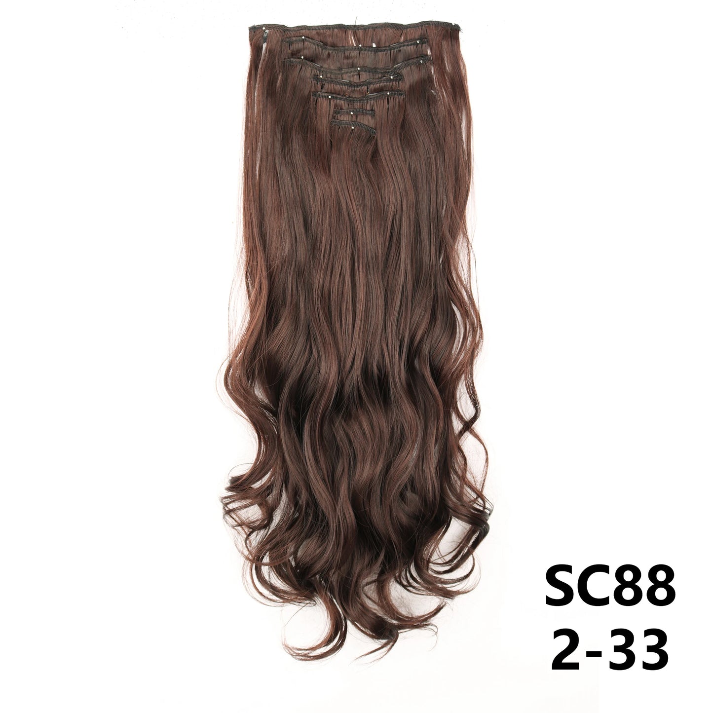 Extensiones de cabello sintÃƒÂ©tico largo y recto para mujer, 16 Clips, 7 unidades/juego, fibra de alta temperatura, negro, marrÃƒÂ³n, Rubio