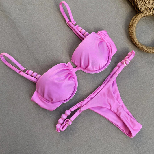 Bikinis Push Up, traje de baÃ±o Sexy para mujer, traje de baÃ±o femenino 2021, Bikini Bandeau, Tanga, trajes de baÃ±o triangulares, traje de baÃ±o con cuello Halter, ropa de playa