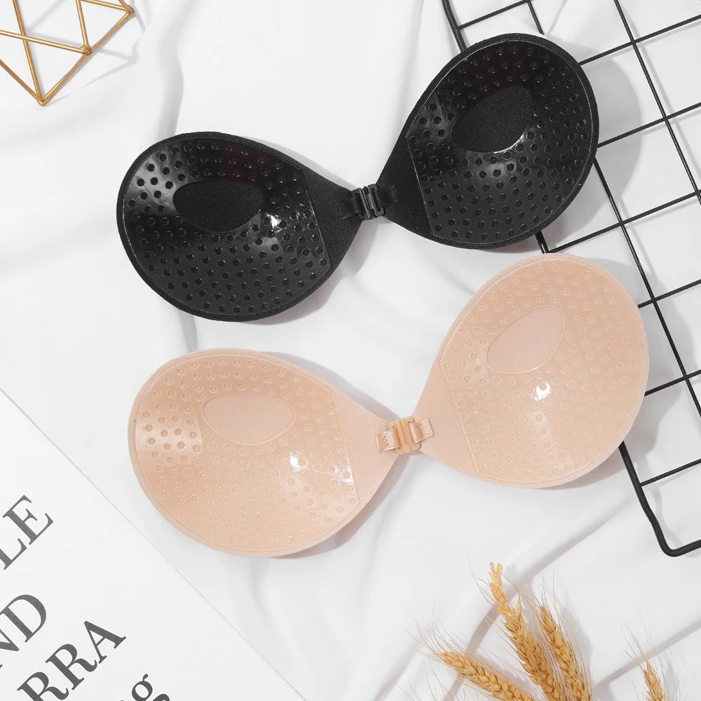 Sujetador Sexy para mujer, Sujetador Invisible de realce, autoadhesivo de silicona, cierre frontal sin costuras, adhesivo, sin espalda, sin tirantes