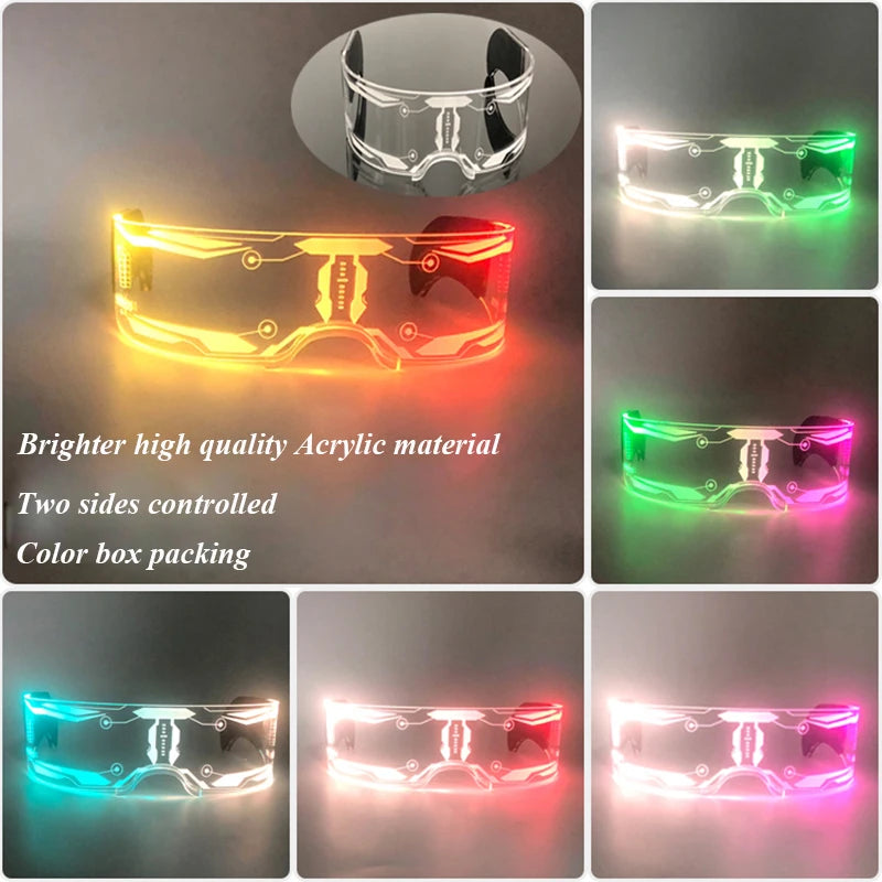 Gafas luminosas coloridas con luz LED, lentes de neón brillantes, parpadeantes para fiesta, club nocturno, DJ, decoración de fiesta de baile
