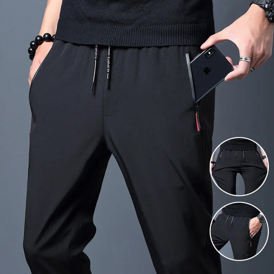 Pantalones casuales de secado rápido de seda de hielo de verano para hombres pantalones ajustados versión coreana pantalones de seda de hielo pantalones deportivos tubo recto de secado rápido p