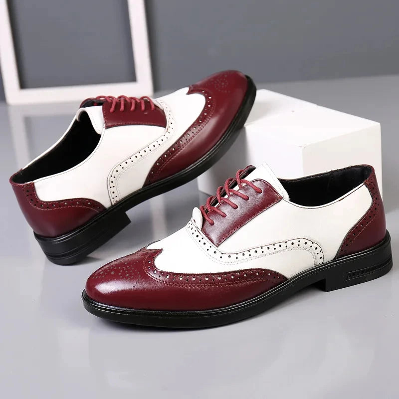Zapatos de vestir para hombre de colores mezclados, zapatos de cuero Retro para hombre, calzado barroco de negocios para hombre, calzado Oxford informal para hombre Erkek AyakkabÄ±