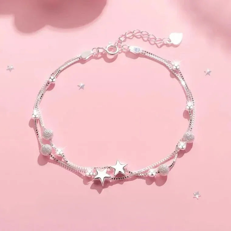 Pulsera con borlas y cadena de estrella para mujer, diseÃ±o de nicho, cuentas de cristal azul de fantasÃ­a, pulsera de cuerda elÃ¡stica, regalos de joyerÃ­a para mejores amigos