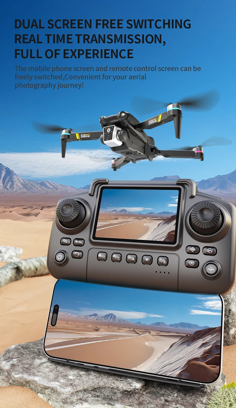 K13MAX Drone profesional RC 8K cÃ¡maras HD WIFI FPV altura mantener gesto fotografÃ­a plegable Quadcopter pantalla Control remoto juguete