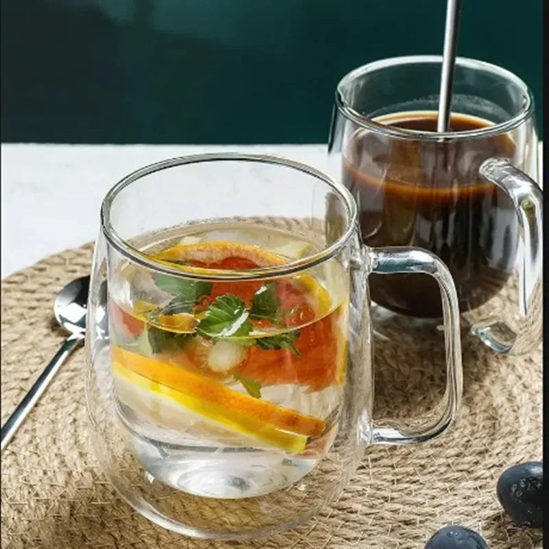 1-6 uds 80-450ML resistente al calor taza de cristal de té de doble pared cerveza café hecho a mano creativo bebida fría juego de vajilla transparente