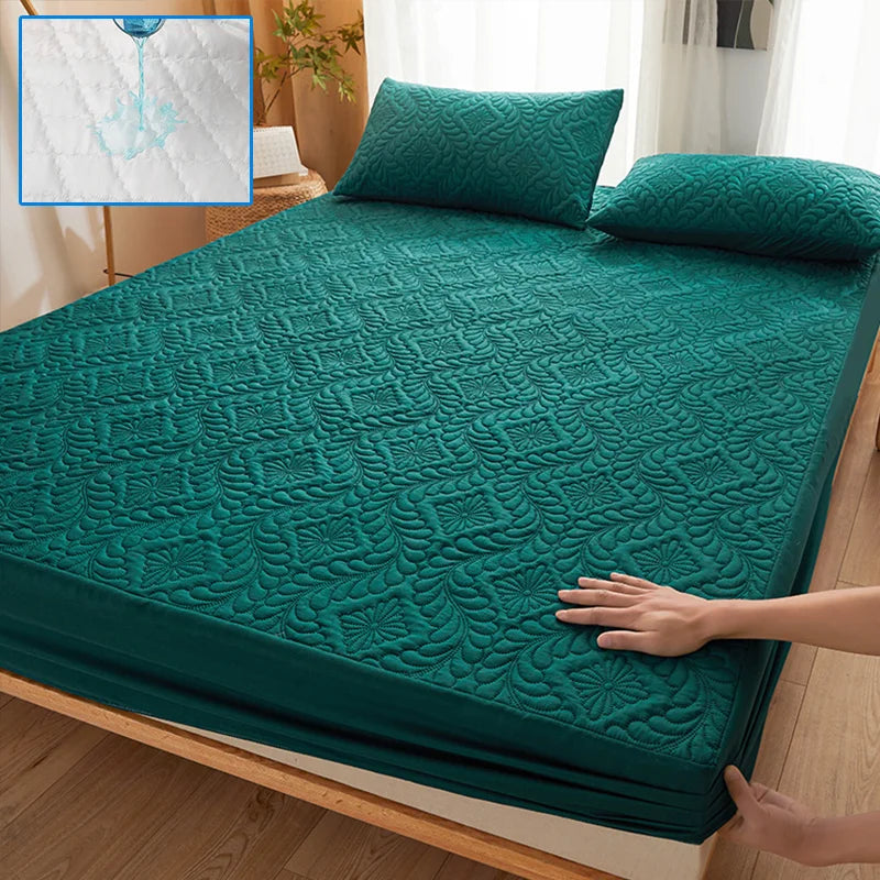 Protector de colchón acolchado impermeable, Funda de colchón transpirable, Sábana ajustable antiácaros y antibacteriana, sin funda de almohada