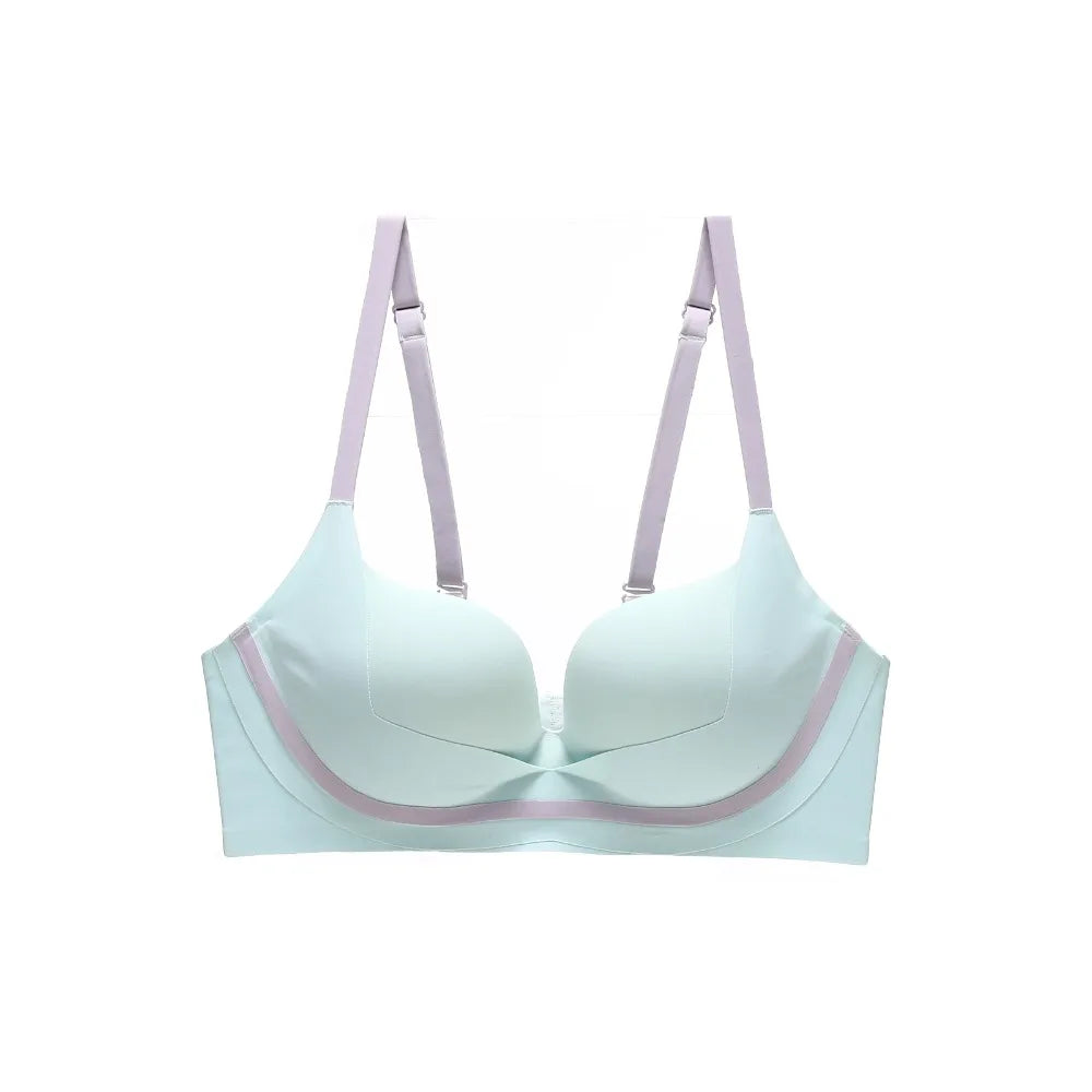 Sujetador ajustado inalámbrico con escote en V profundo, sujetador sin costuras a prueba de golpes para mujer, lencería antiflacidez, ropa interior push-up para niñas