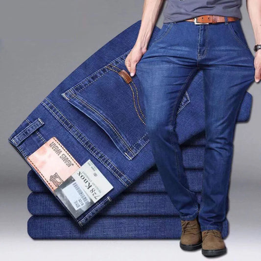 Nuevos pantalones ligeros de lujo elÃ¡sticos ajustados para hombre, cÃ³modos y suaves pantalones vaqueros informales rectos a la moda de negocios, ropa de marca masculina