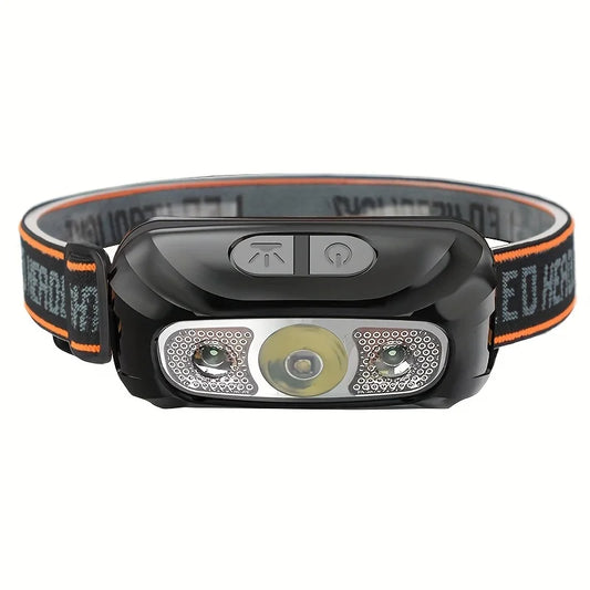 Potente linterna frontal con Sensor LED, luz fuerte, Mini linterna recargable por USB, luz frontal portátil para búsqueda de acampada