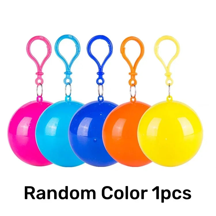 Chubasquero desechable portátil, llavero con bola de compresión, bolsillo para exteriores, Poncho colgante de viaje para adultos, equipo de acampada
