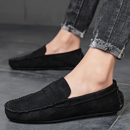 Zapatos informales de gamuza de tendencia para hombre, zapatos de conducción sin cordones cómodos y transpirables, zapatos perezosos a la moda para hombre, mocasines de marca de lujo