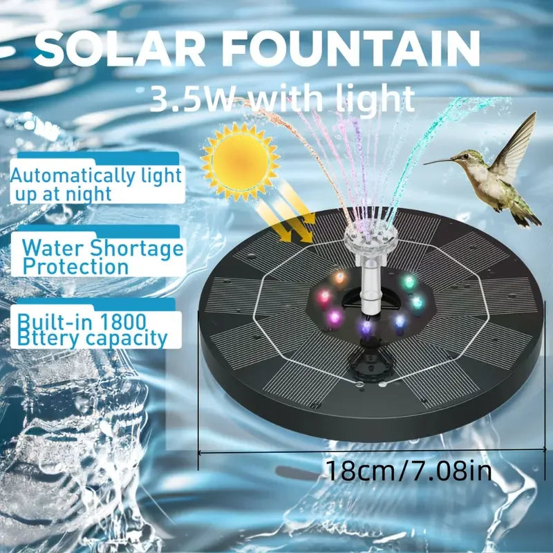Bomba de fuente Solar LED de 3,5 W con 6 boquillas para estanque de baño de pájaros, acuario al aire libre, decoración de jardín, estanque, Patio, ciclismo acuático