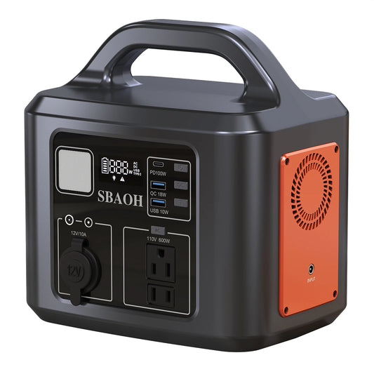 Central eléctrica SBAOH de 600 W, generador solar de 538,7 Wh 145600 mAh para acampar al aire libre, respaldo en el hogar, cortes de energía, (sin panel solar)