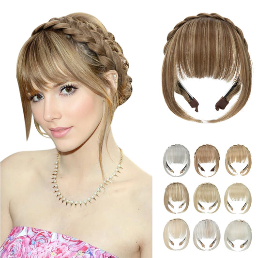ExtensiÃƒÂ³n de flequillo de diadema sintÃƒÂ©tica para mujer, pelo falso, flequillo Romo con lados largos, Natural, negro, marrÃƒÂ³n, Rubio, Bang B12