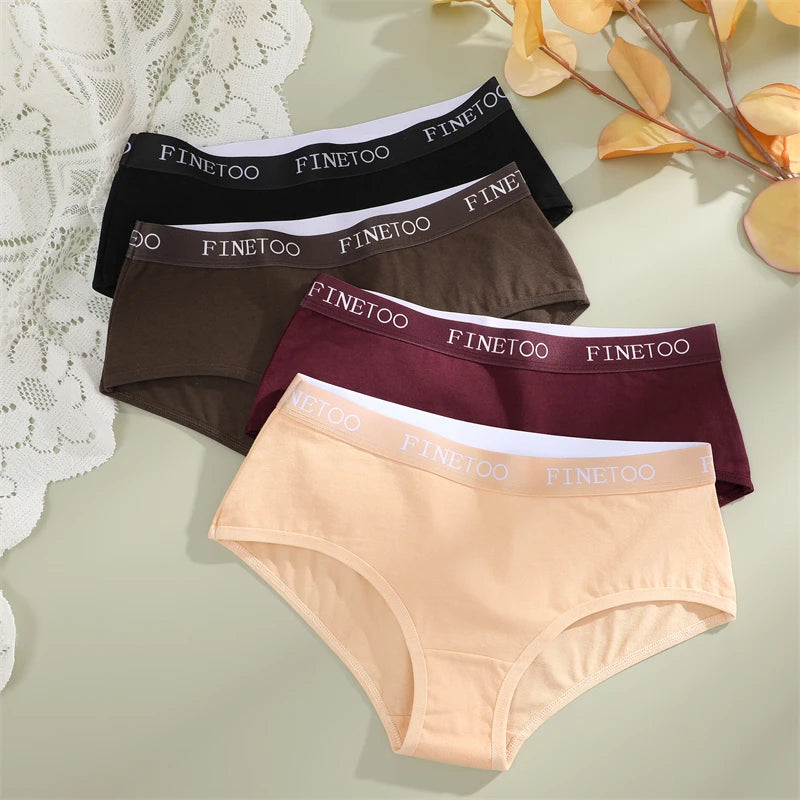 FINETOO, 3 uds., ropa interior con cinturÃ³n de algodÃ³n con letras, bragas para mujer, bragas sexis transpirables de cintura baja, lencerÃ­a cÃ³moda elÃ¡stica para mujer