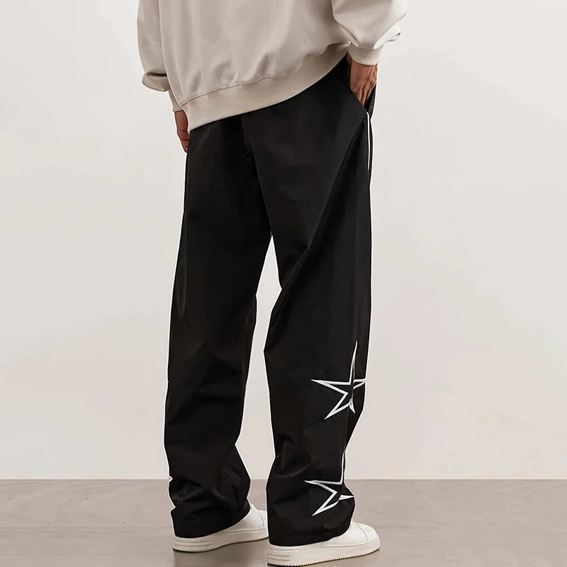 Pantalones de paracaidista deportivos de seda helada para hombre, pantalones de trabajo rectos con cordones, pantalones sueltos, pantalones informales para exteriores, primavera y verano