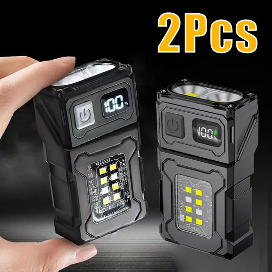 2/1 Uds linterna portátil superbrillante MINI USB recargable LED cola MagnetTorch con luz de emergencia COB para acampar senderismo