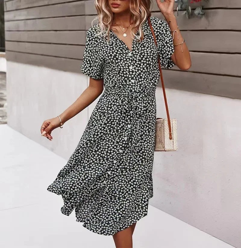 022Vestido Amazon Independent Station Venta rápida Estilo de vacaciones casual Primavera Verano Falda de dobladillo ancho sexy