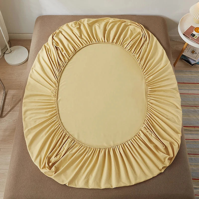 Sábana bajera 100% de algodón con banda elástica, Funda de colchón de Color sólido para cama individual doble King Queen 140/150/160/180x200