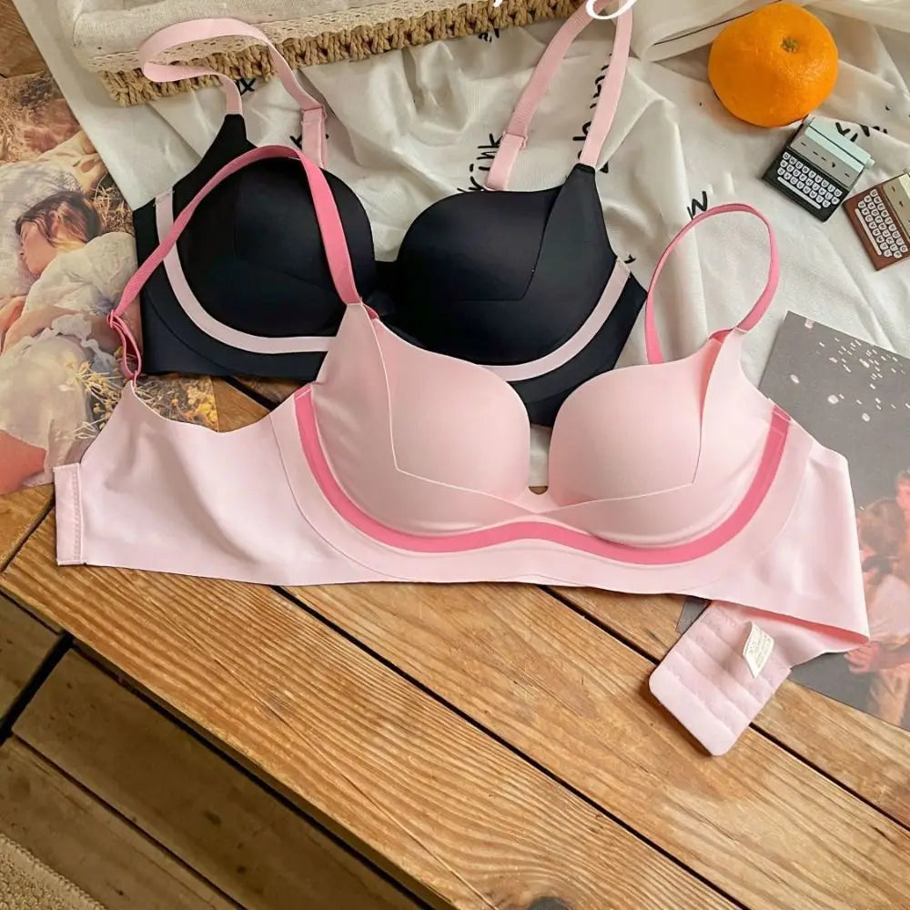 Sujetador ajustado inalámbrico con escote en V profundo, sujetador sin costuras a prueba de golpes para mujer, lencería antiflacidez, ropa interior push-up para niñas