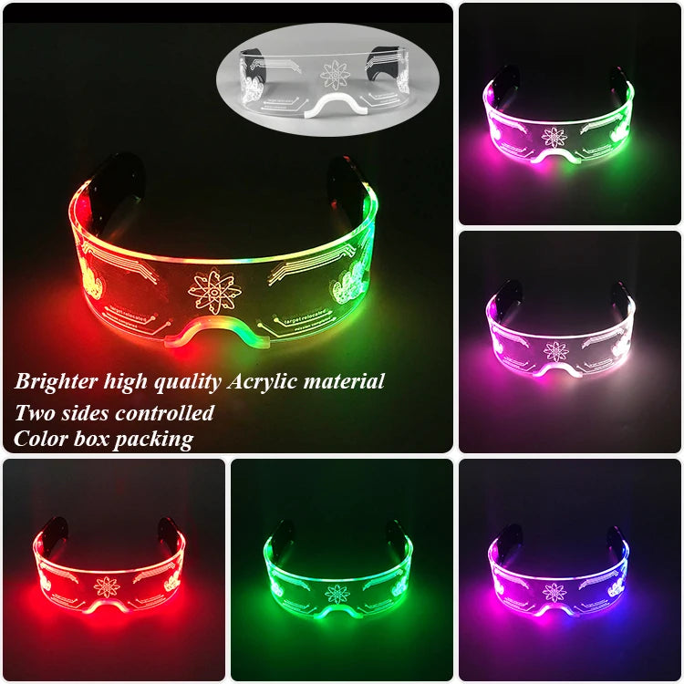 Gafas luminosas coloridas con luz LED, lentes de neón brillantes, parpadeantes para fiesta, club nocturno, DJ, decoración de fiesta de baile